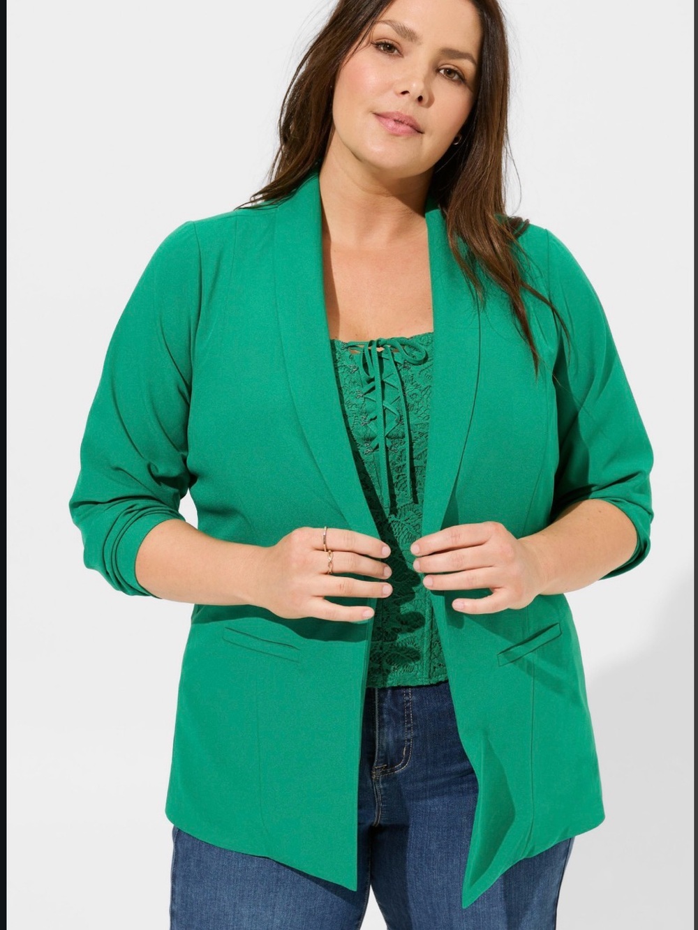 Torrid Emerald Open-Front Blazer (3X)